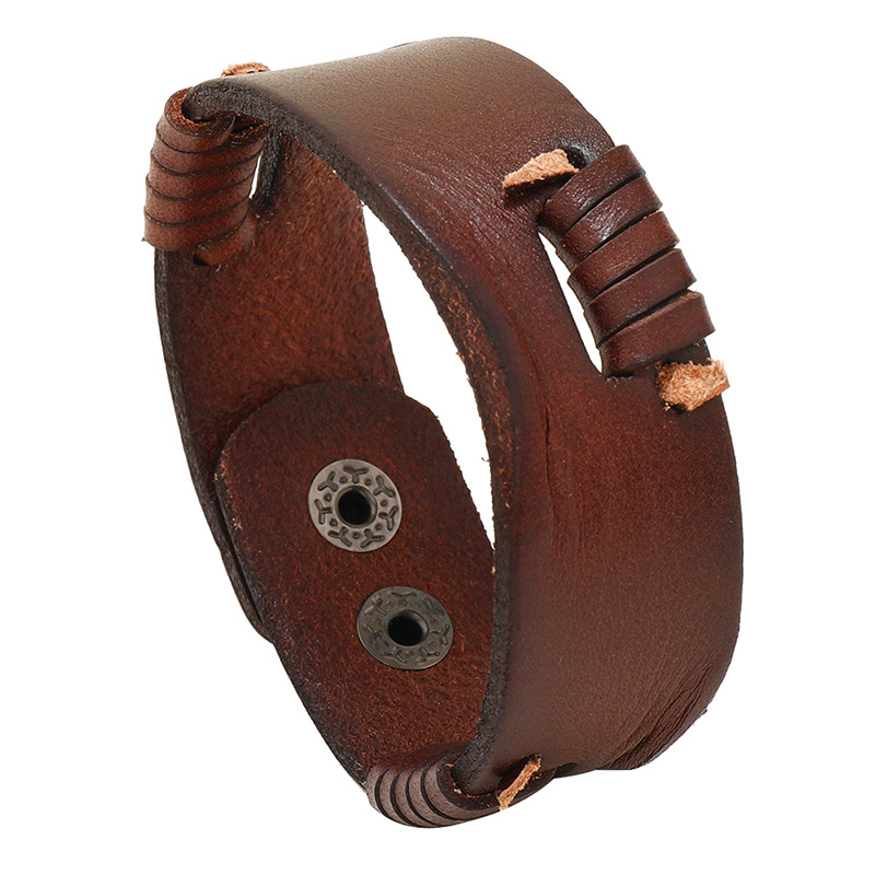 Streetwear Brand Accessories - Mode Retro Brede Koeienhuid Polsbandje Ontwerp