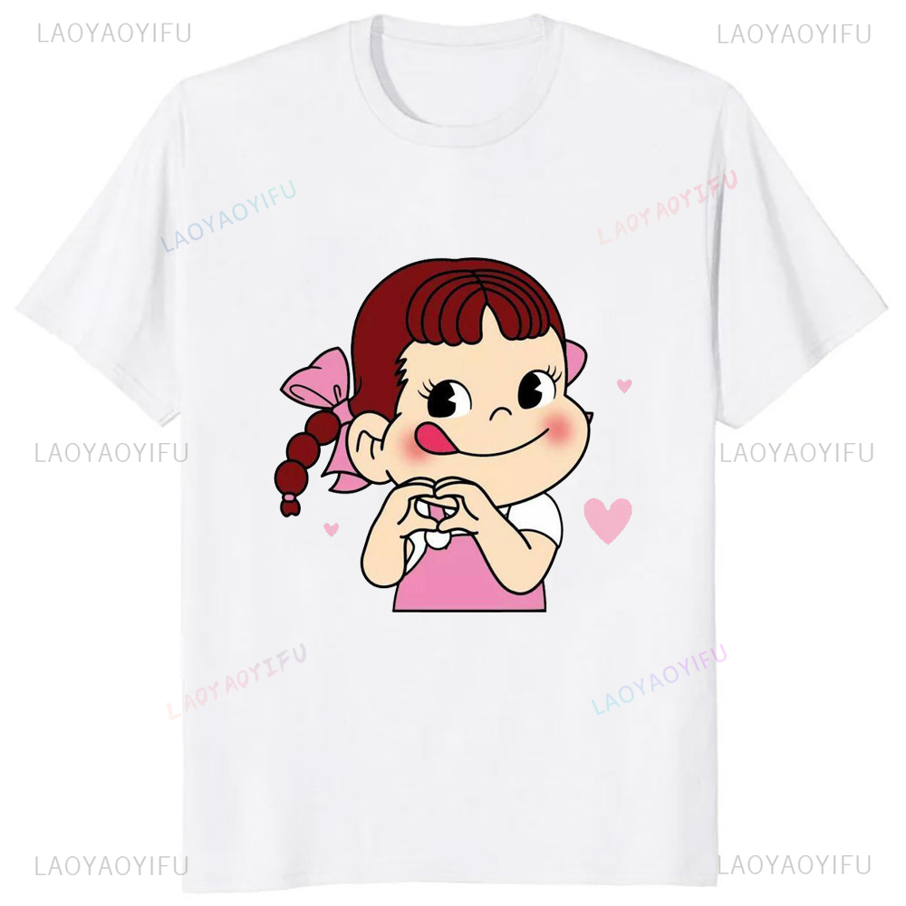 Streetwear Brand T Shirt - Japans Kawaii Meisje Melk Peko-Chan Bedrukte