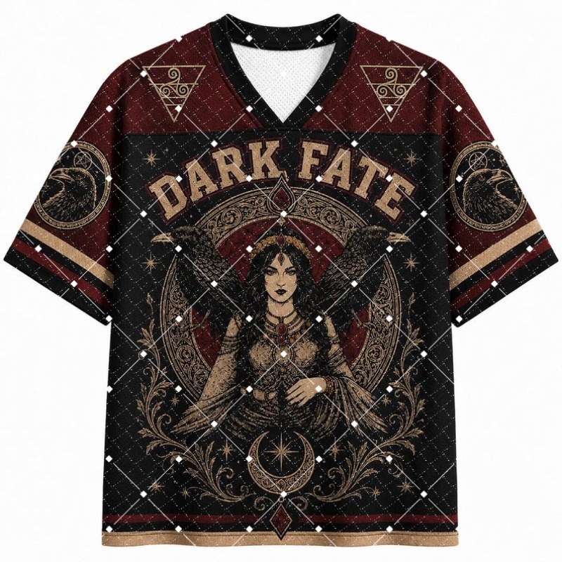 Streetwear Brand T Shirt - Dark Fate Witch Raven Print V-hals