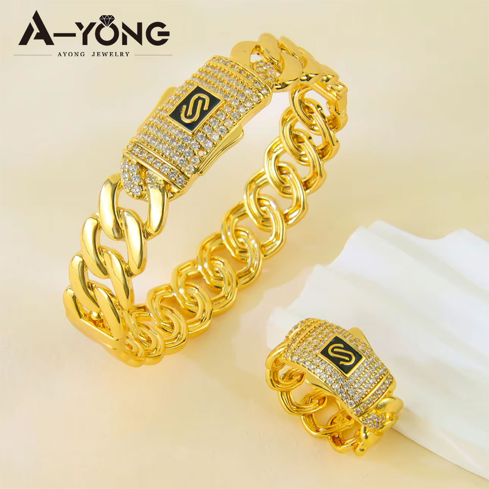 Streetwear Brand Accessories - Arabische Mode Zirconia Sieraden Set 24k