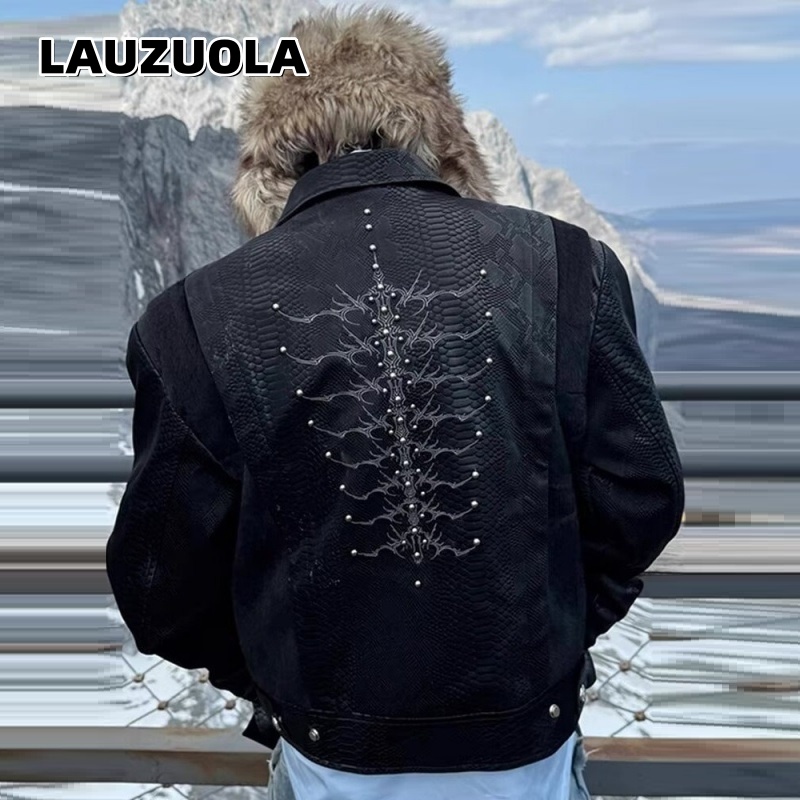 Heren jas met zwarte slangmoti - Streetwear Zipper recensie en prijs